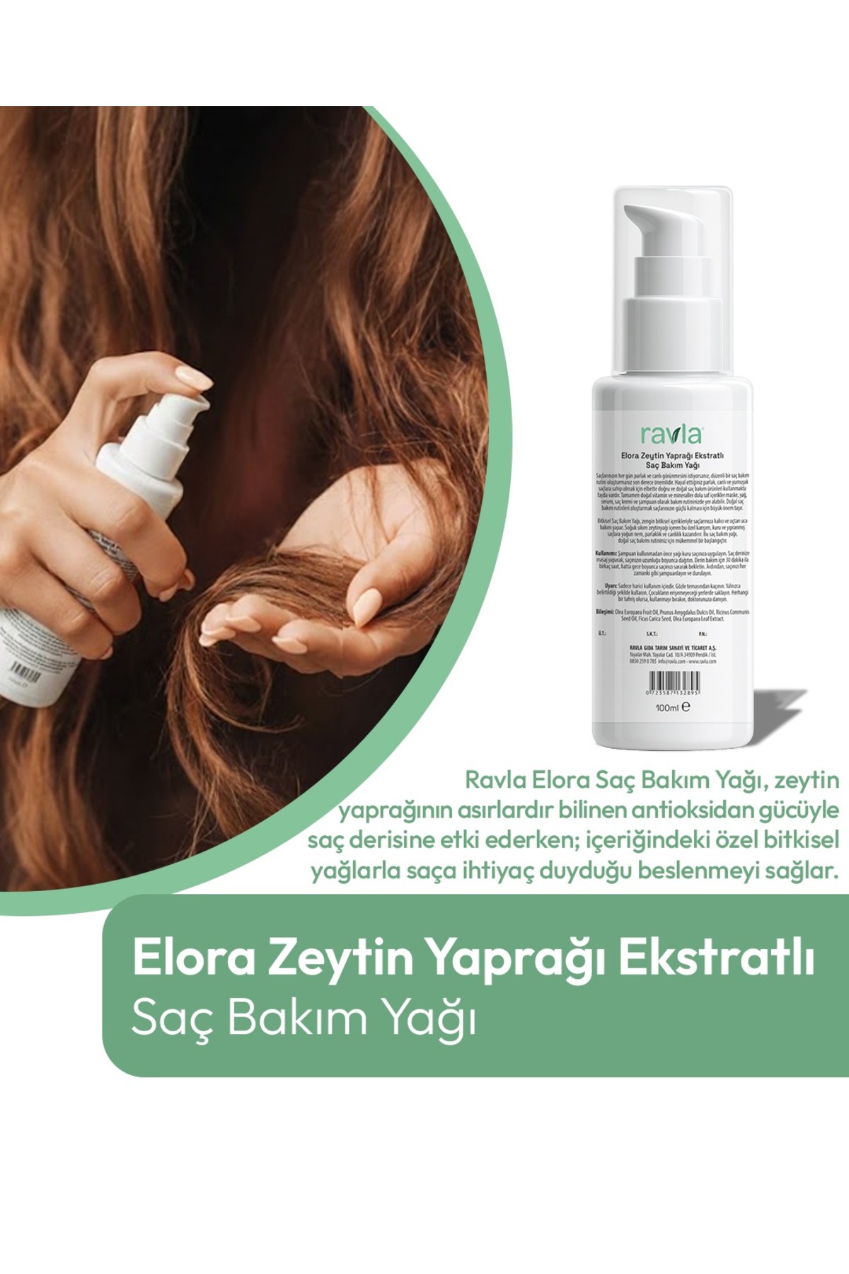 Elora Zeytin Yaprağı Ekstratlı Saç Bakım Yağı - 100ml — 0723587132895 — تصویر 5 از 9