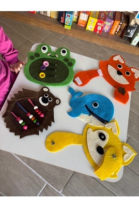 AYNA EĞİTİM MATERYALLERİ Keçe Duyusal Aktivite Panosu – Hayvan Figürlü Eğitic...