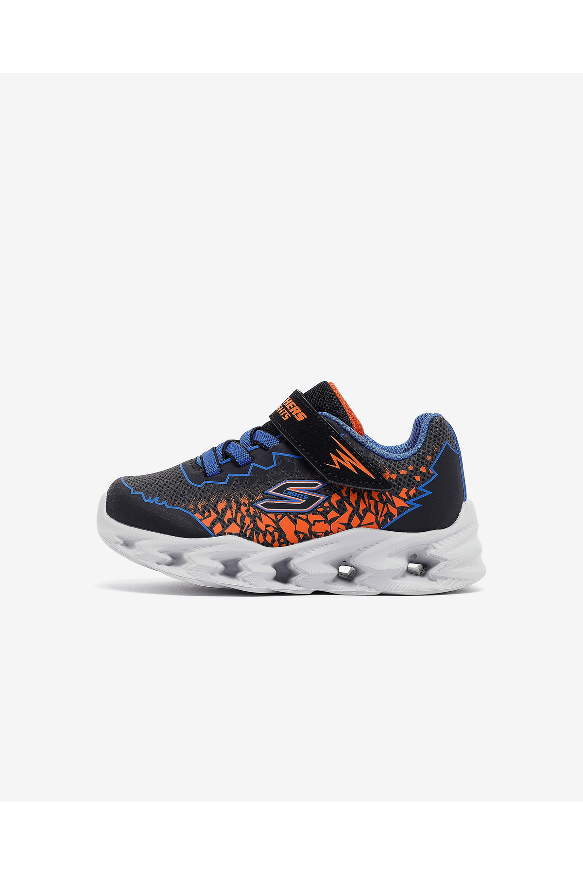 اسکچرز کفش ورزشی پسرانه کوچک ZORENTO مدل VORTEX 2.0 با چراغ‌های مشکی و نورانی، کد 400603N BBOR