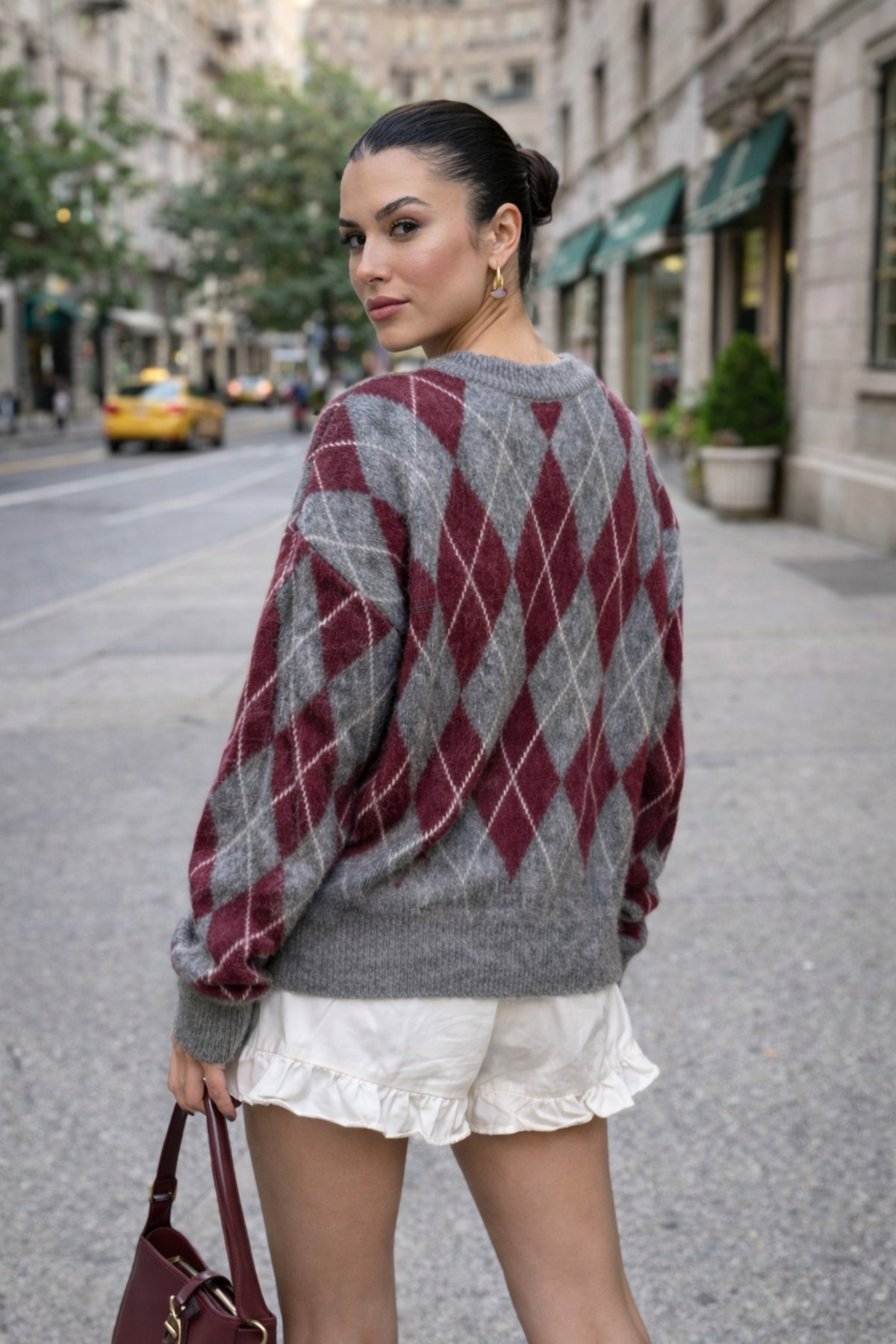 Get Crazy  kadın bisiklet yaka baklava desenli triko kazak - Görsel 2