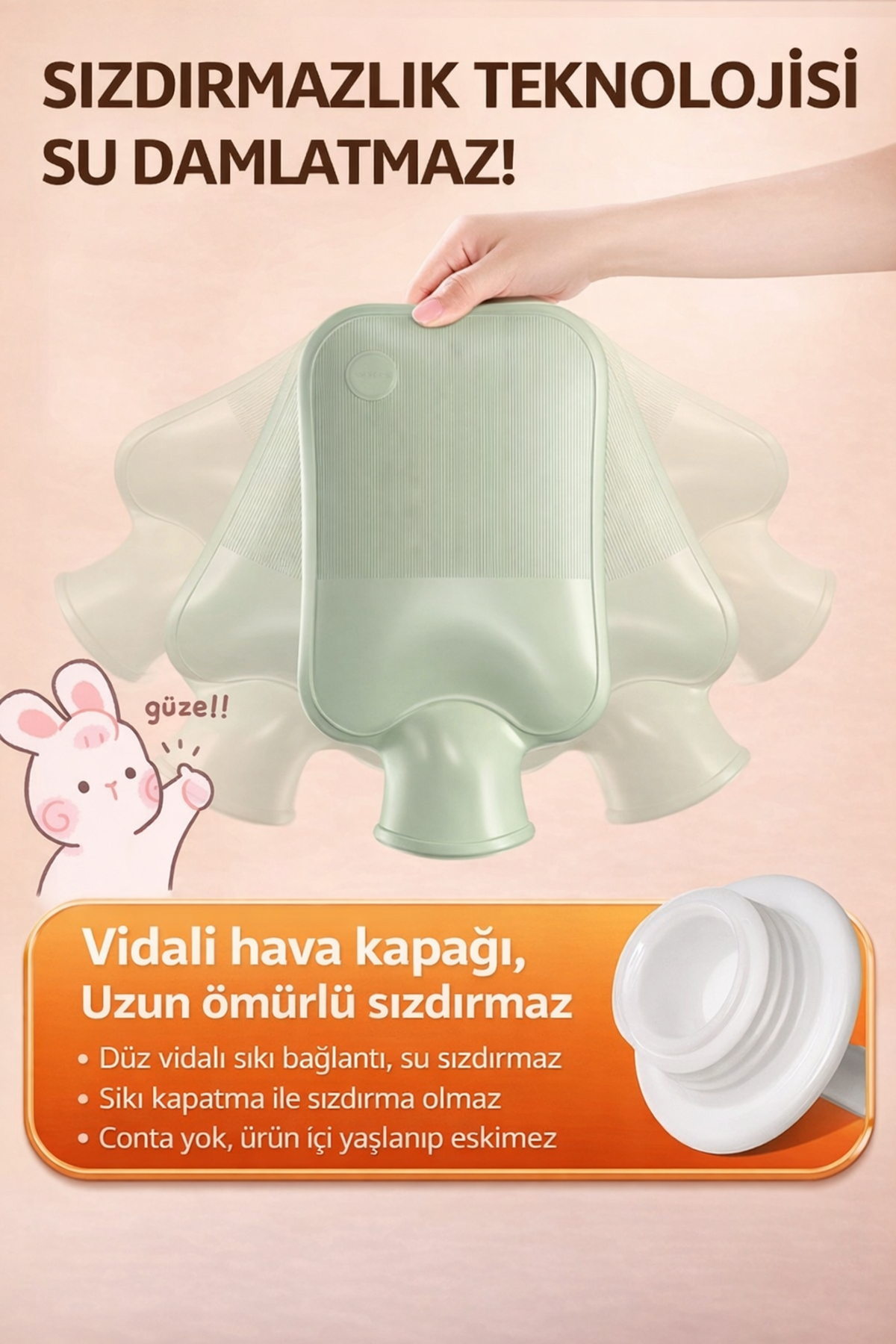 Ecuy Sıcak Su torbası Yumuşacık Peluş Kılıflı Sıcak Su Torbası 2L