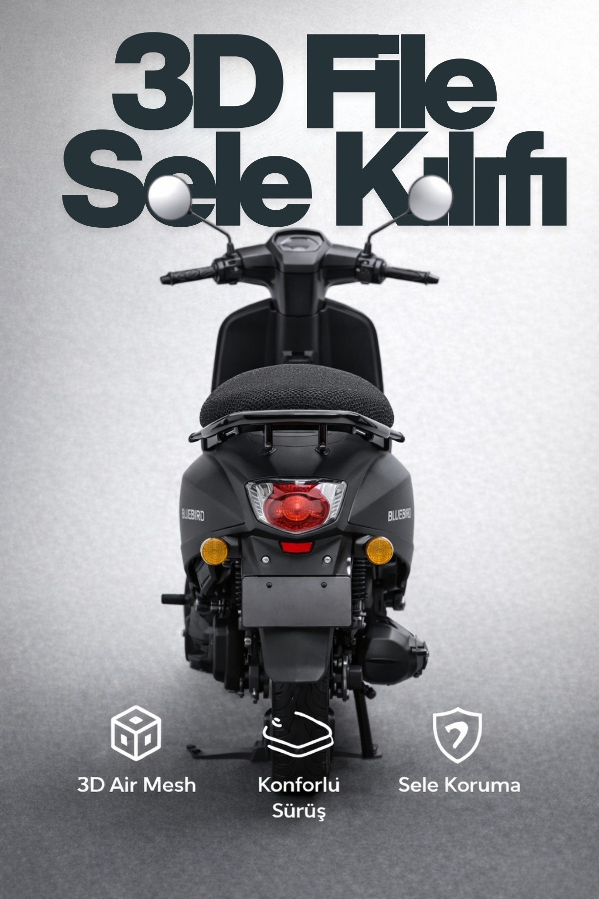 Motobros Kuba Bluebird 3D File Sele Kılıfı Motor Koltuk Kılıfı Kaymaz, Koruyucu Motor Sele Kılıfı fotoğrafı 4 (önizleme)