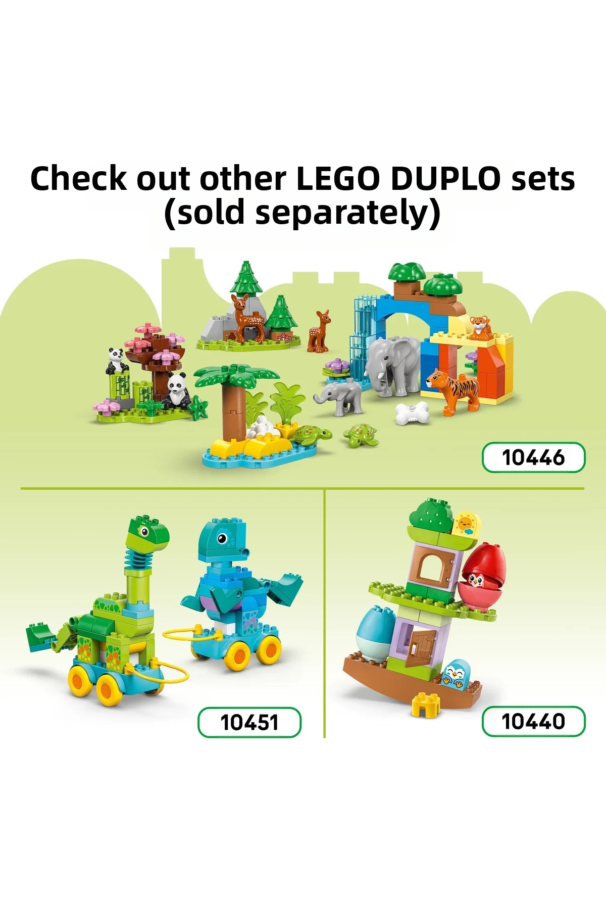 ® Duplo ® شهر ۳ در ۱ حیوانات چرخ‌دار ۱۰۴۴۸ – مجموعه ساختنی اسباب‌بازی آموزشی ۲+ (۵۸ قطعه)