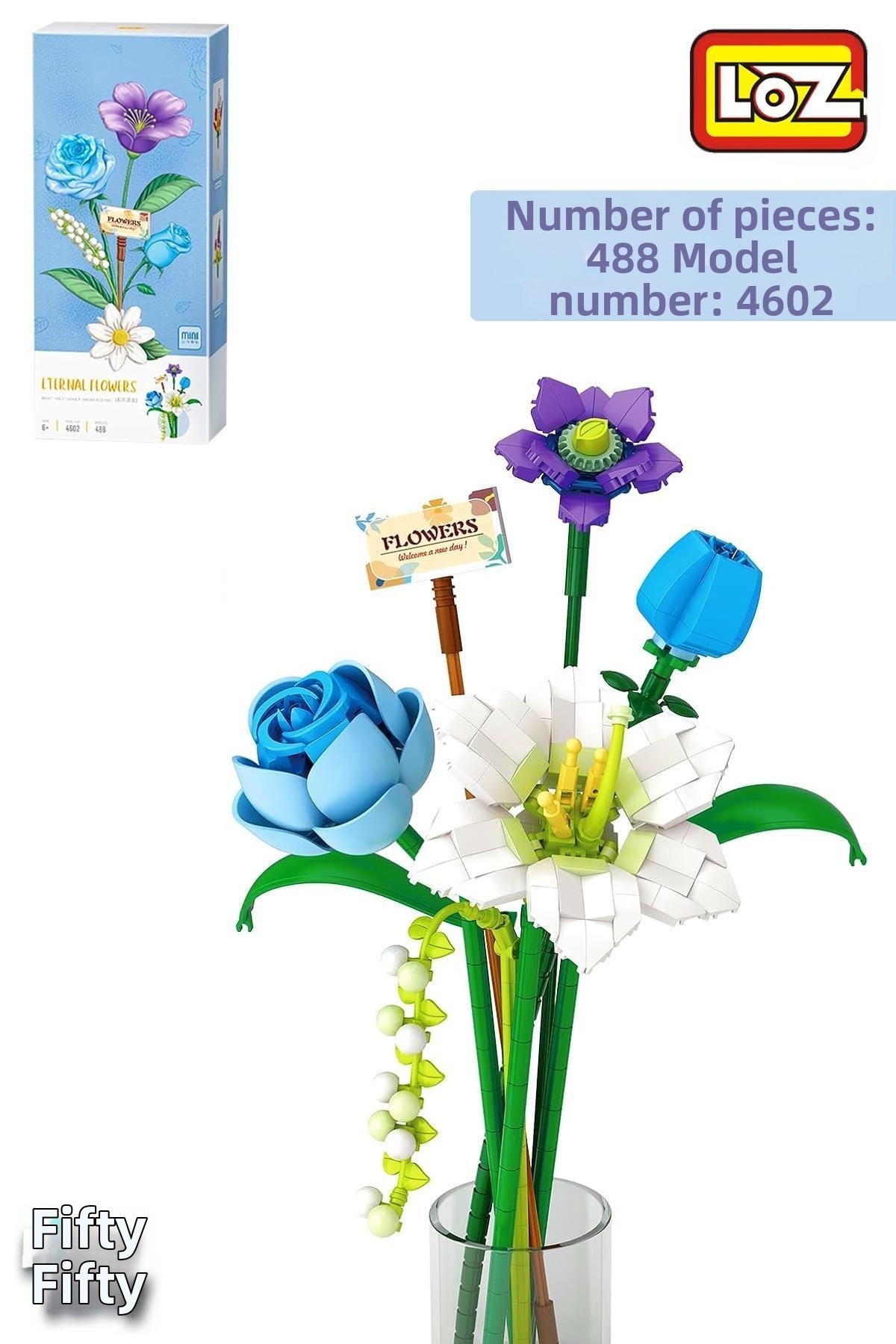 بسته گل تزئینی و کلکسیونی ۴۸۸ تکه، کیت ساخت مدل گل، FFLZ-4602
