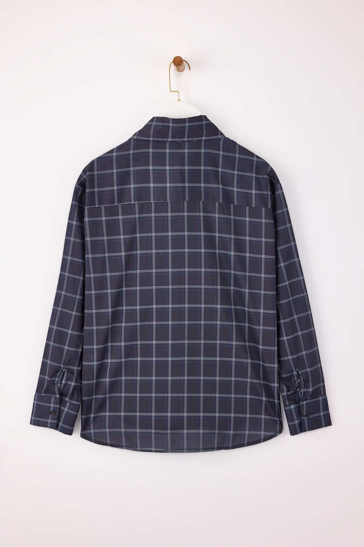 Trendyolmilla  Mavi-Çok Renkli Ekose Fular Detaylı Oversize/Geniş Kalıp Gömlek TWOSS26GO00009 - Görsel 6