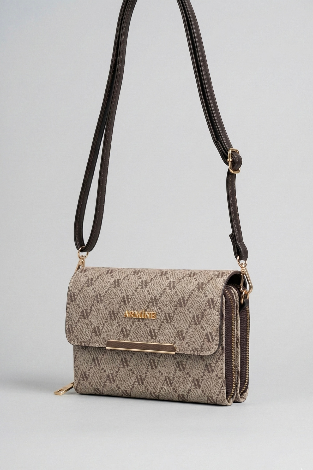 Armine  Kadın Vizon Noktalı Orta Boy Çapraz Askılı El & Omuz Çantası 381 - Görsel 2