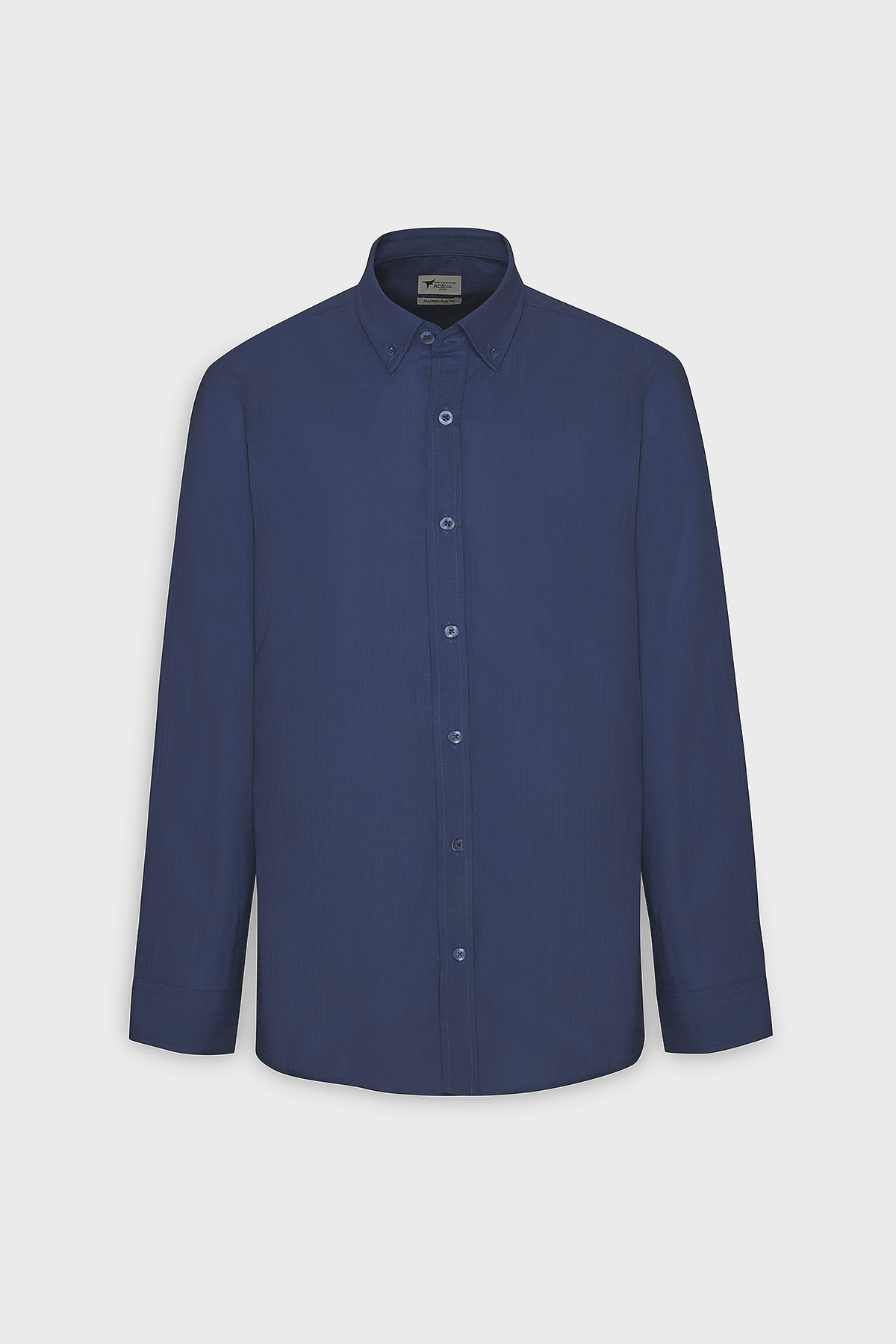 AC&Co / Altınyıldız Classics  Erkek Lacivert %100 Pamuk Nefes Alabilen Kumaş Flamlı Slim Fit Düğmeli Yaka Gömlek - Görsel 6