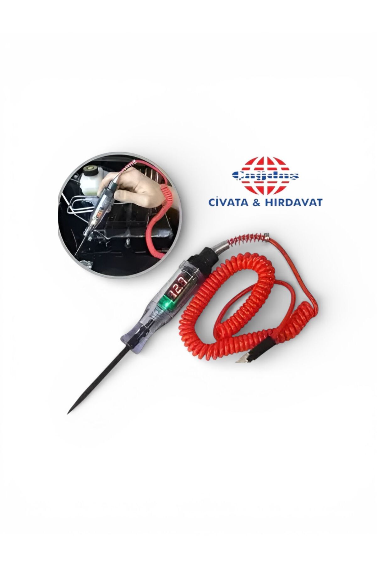 Dijital Göstergeli Oto Elektrik Kontrol Kalemi – 12V / 24V Test ve Amper Ölçer