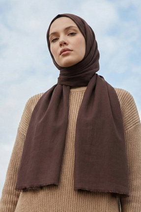 MODA Pure Line Serisi Pamuk Konfor Şal Açık Kahve Rengi