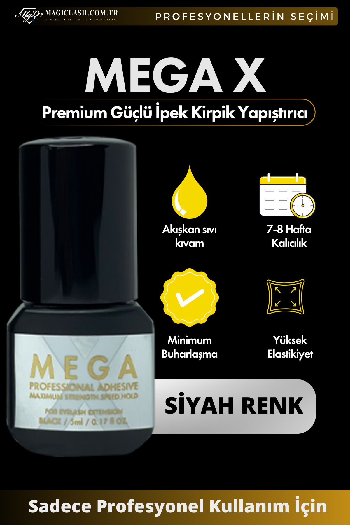 MEGA X Yüksek Elastikiyetli İpek Kirpik Yapıştırıcı – Profesyonel Kullanım — KYBMX-2020 — تصویر 5 از 7