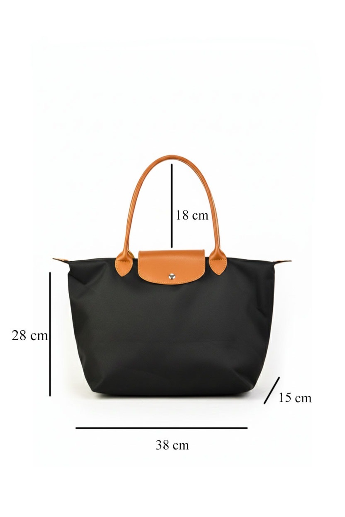 Genel Markalar Katlanır Fermuarlı Büyük Boy Siyah Taba Kadın El Kol Omuz Ve Plaj Çantası fotoğrafı 5 (önizleme)