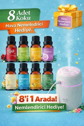 luvroshe 8 ADET ESANSİYEL KOKU YAĞ + KOKU DAĞITICI CİHAZ HEDİYEli