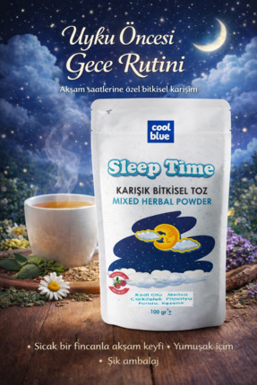 cool blue Sleep Time Uyku Öncesi Çayı Papatya, Melisa, Anasonlu Bitkisel Karı...