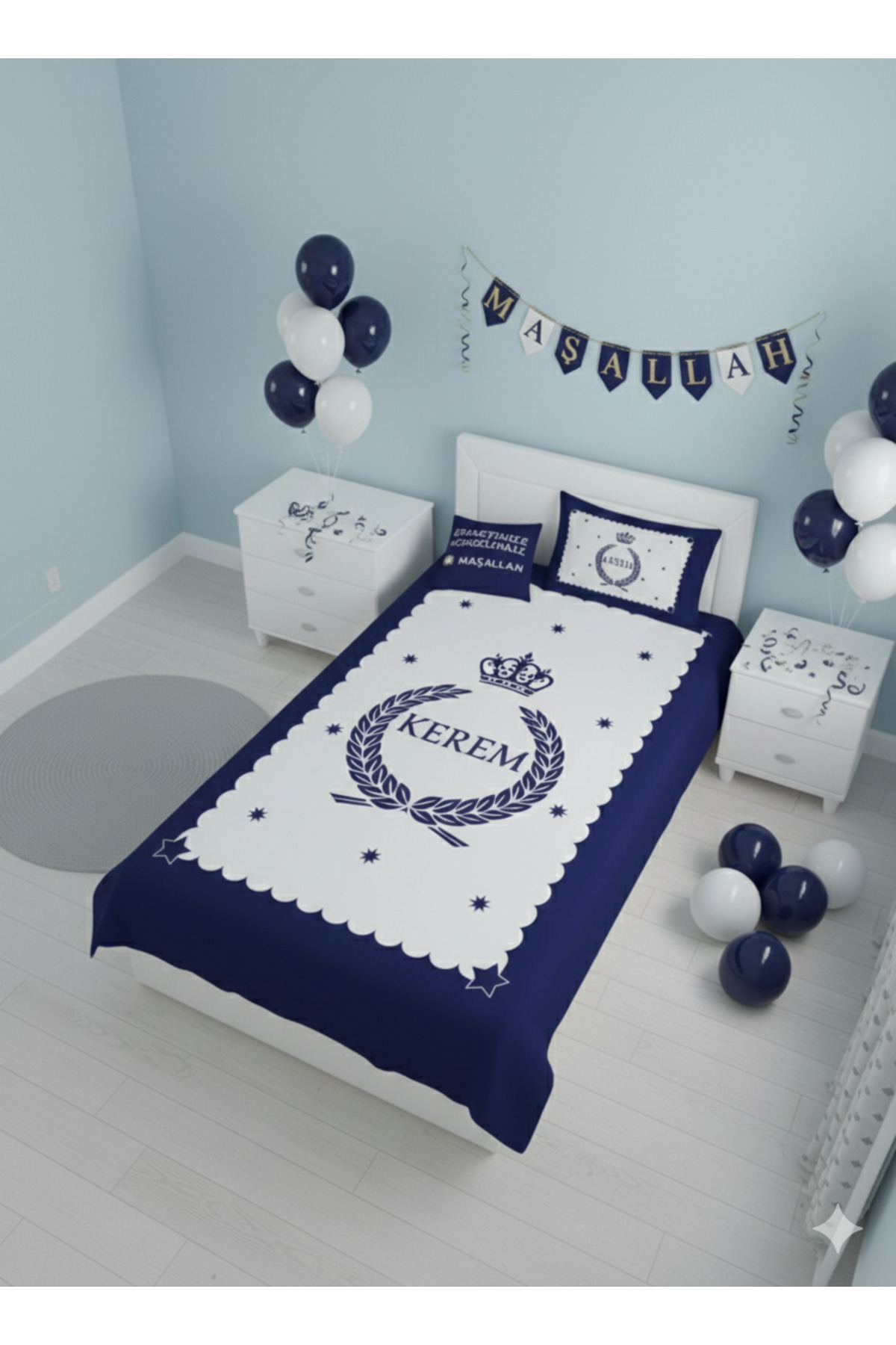 MEKTA HOME Isim Yazdırılabilir Sünnet Yatak Örtüsü Takımı Mkt-4001 fotoğrafı 3 (önizleme)