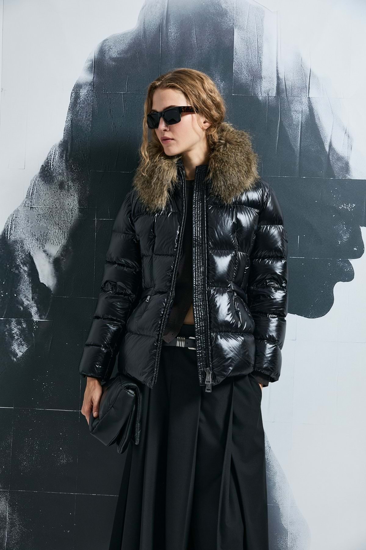 Lufian  122120042 Klemantın Kaz Tüyü Kadın Mont SİYAH - Görsel 5