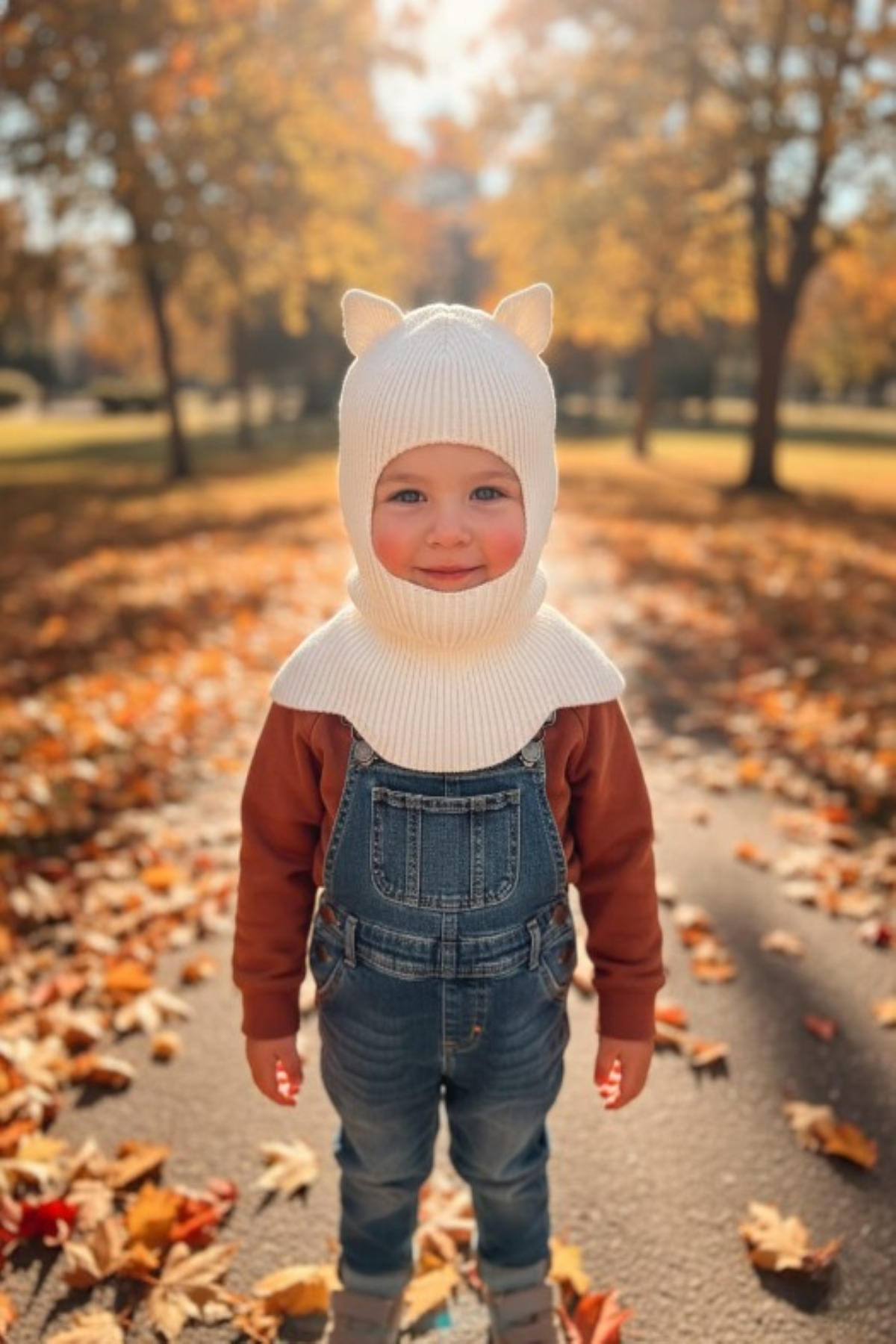 meriç bebe - bütün çocuklar melektir. mrc Kedi Kulaklı Kışlık Balaklava Triko Boyunluklu Bebek Çocuk Şapka Bere Kar Maskesi fotoğrafı 4 (önizleme)