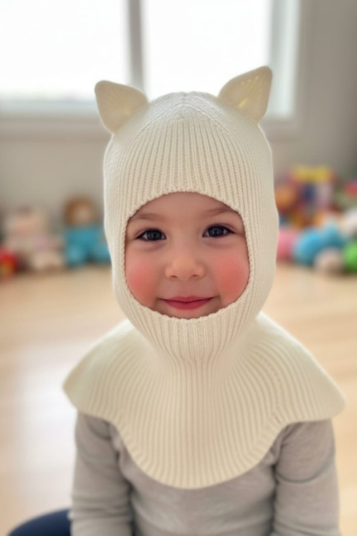 meriç bebe - bütün çocuklar melektir. mrc Kedi Kulaklı Kışlık Balaklava Triko Boyunluklu Bebek Çocuk Şapka Bere Kar Maskesi fotoğrafı 6 (önizleme)