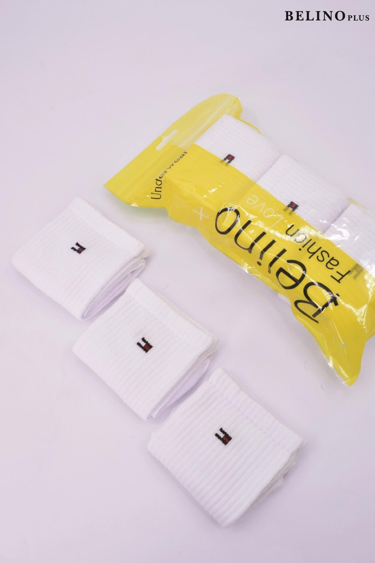 BELİNOPLUS  Penye 6 Lı Paket Erkek Spor Çorap Beyaz Renk - Görsel 5