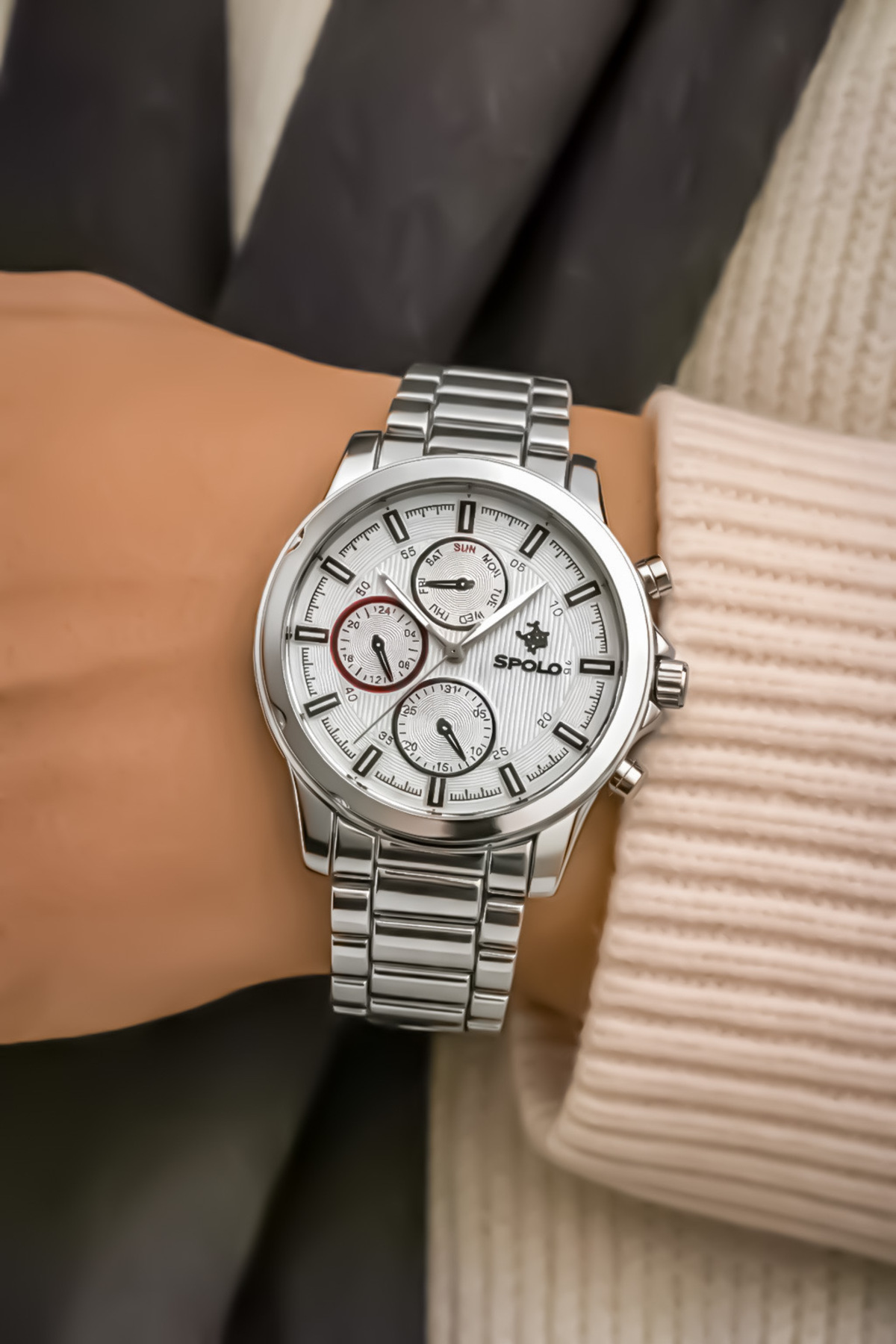 ساعت مچی مردانه ضدآب با بند و دستبند فلزی