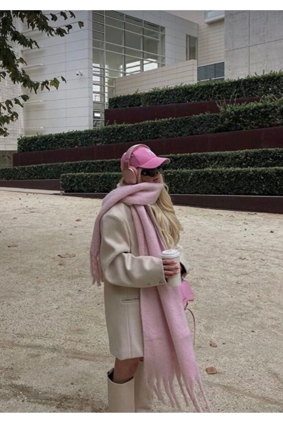 LİNORA Atkı Puffy Pembe Uzun 190cm 50cm görsel 2