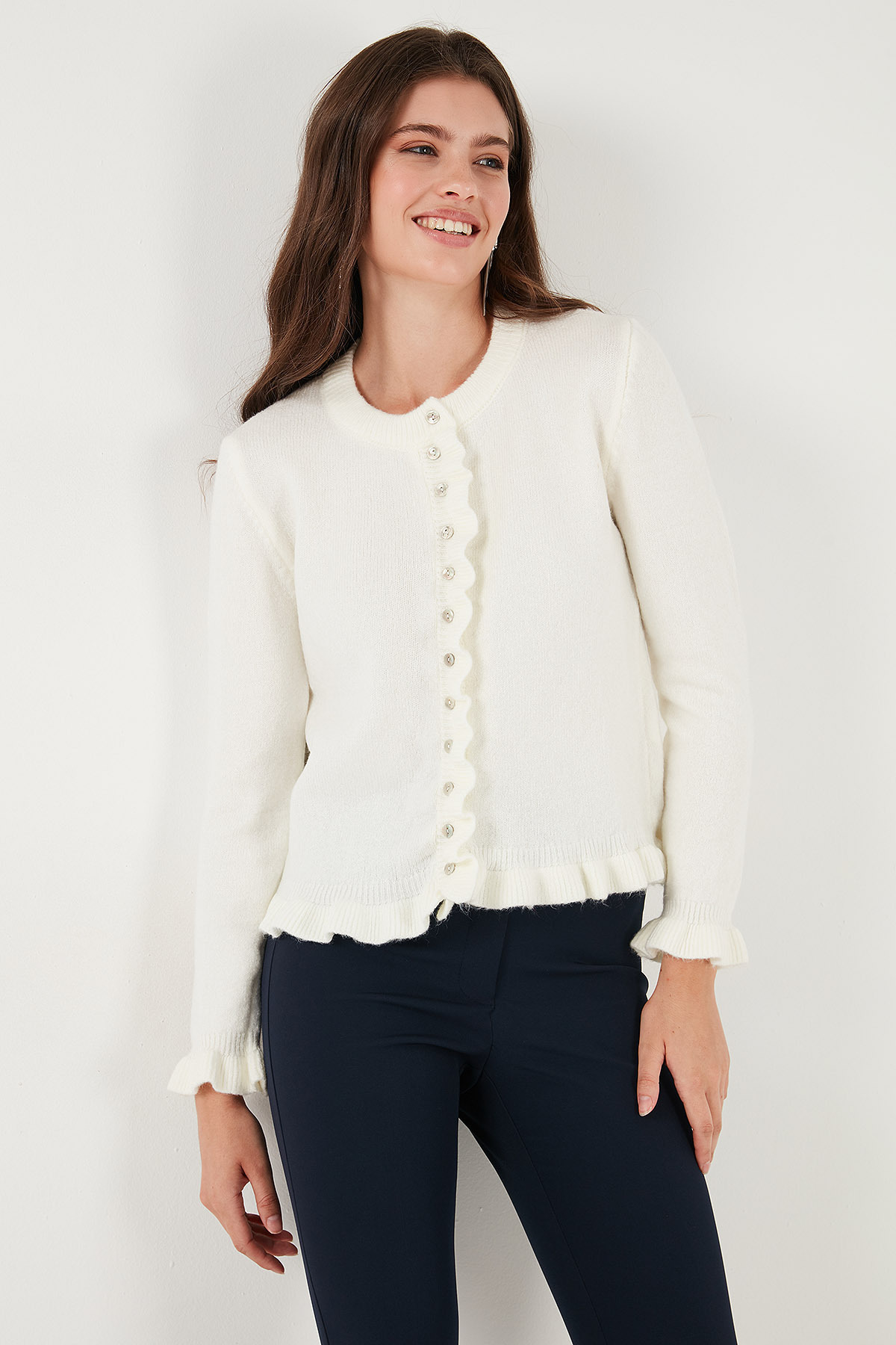 Lela  Premium Pile Detaylı Regular Fit Yuvarlak Yaka Triko Hırka HIRKA 680HI00038 - Görsel 6