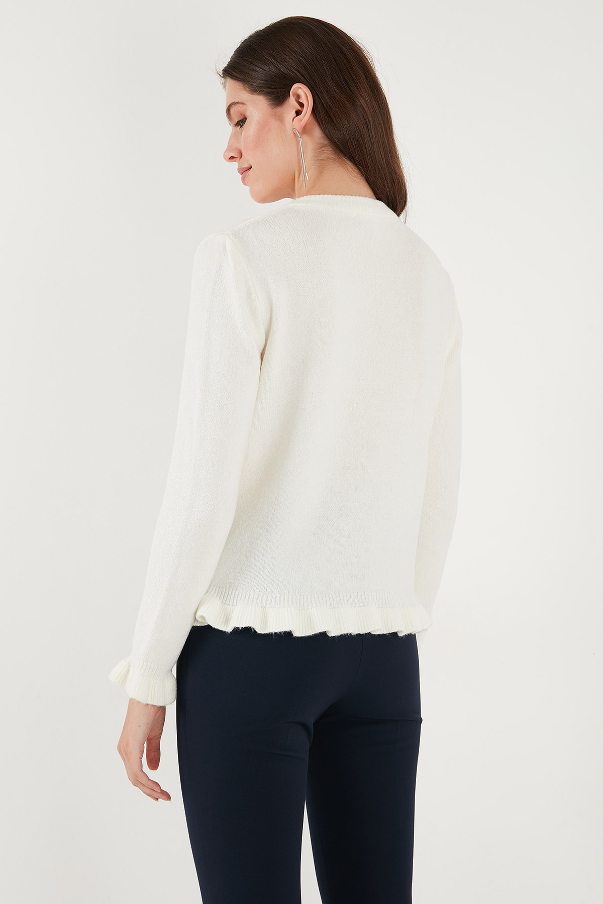 Lela  Premium Pile Detaylı Regular Fit Yuvarlak Yaka Triko Hırka HIRKA 680HI00038 - Görsel 8