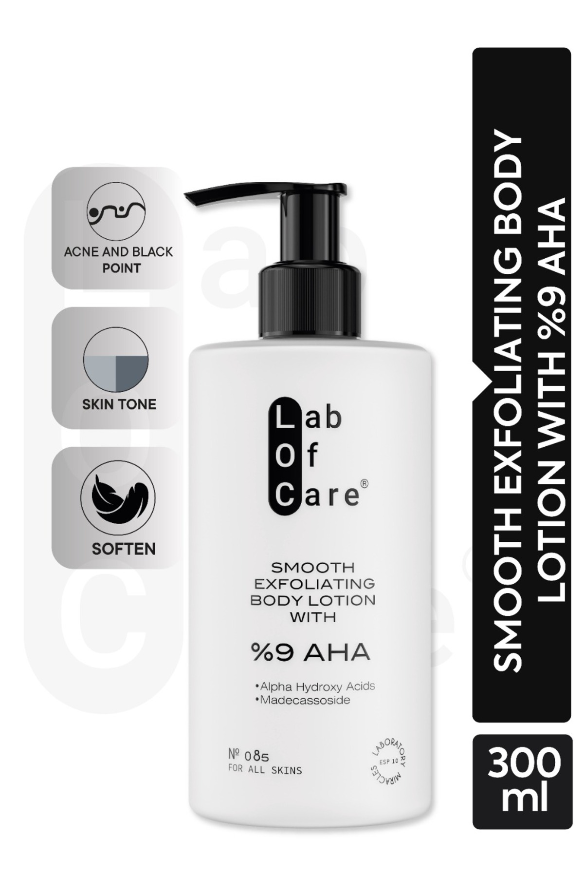 Lab of Care No: 085 AHA %9 Cilt Yenileyici Vücut Peeling Losyonu – Akne, Leke, Kararma ve Batık Karşıtı — 8684696410064