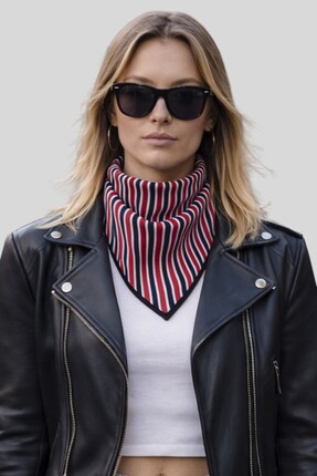 VARM Üç Renk Çizgili Triko Bandana