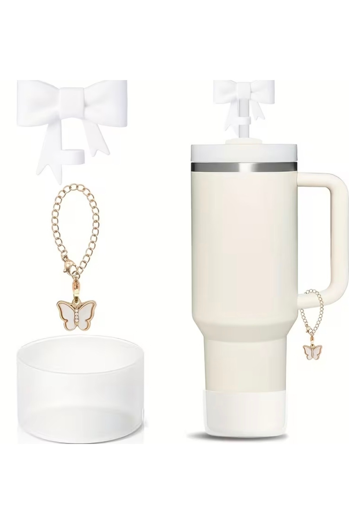 alisa 1 Takım 3 Parça 10mm Şık Fiyonk Silikon Pipet Ucu, 30&40oz Termoslar için