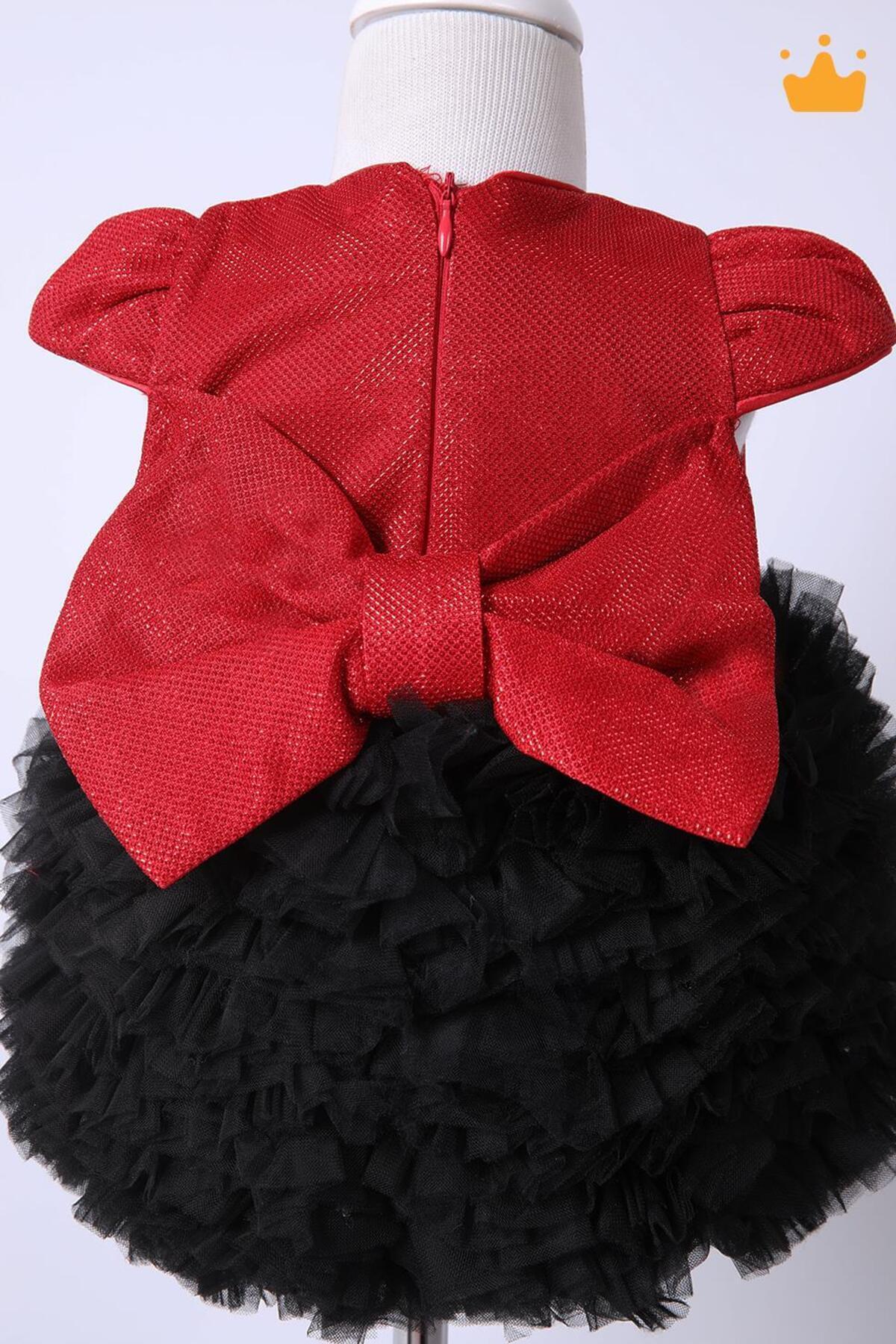 Babyhola Yılbaşı Konsept Özel Tütü Pul Kız Bebek Elbisesi Kostümü Abiyesi Kırmızı fotoğrafı 3 (önizleme)
