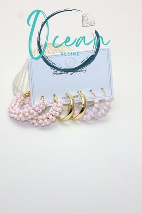 OCEANDESING old Renk Pudra Boncuklu Halka Küpe Seti – Trendy & Feminen Kadın ...