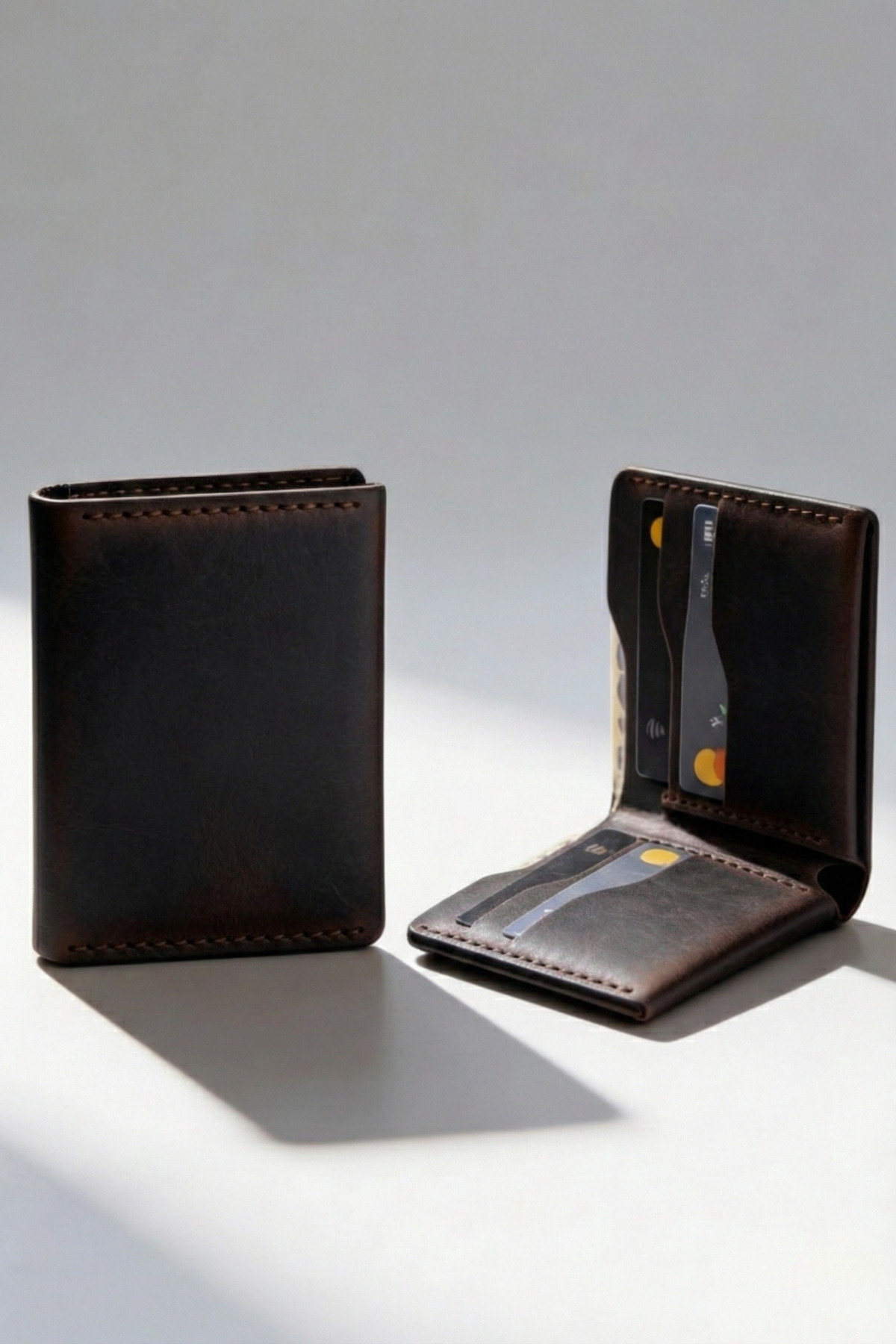 luvo  Gerçek Deri Cüzdan El Yapımı Hakiki Premium Deri İtalyan Dikiş 8 Kart Bölmeli