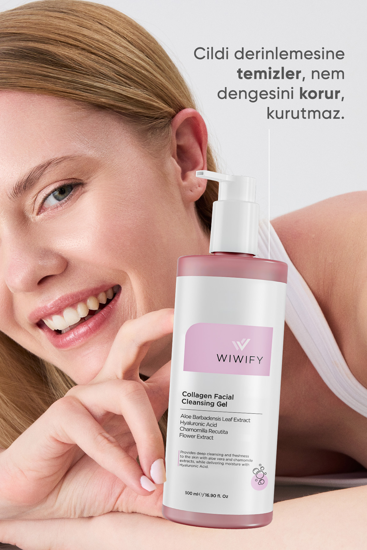 Arındırıcı, Tazeleyici Yüz Temizleme Jeli (Aloe Vera Ve Papatya Özlü + Hyaluronic Acid) 500 ML — 115 — تصویر 2 از 6
