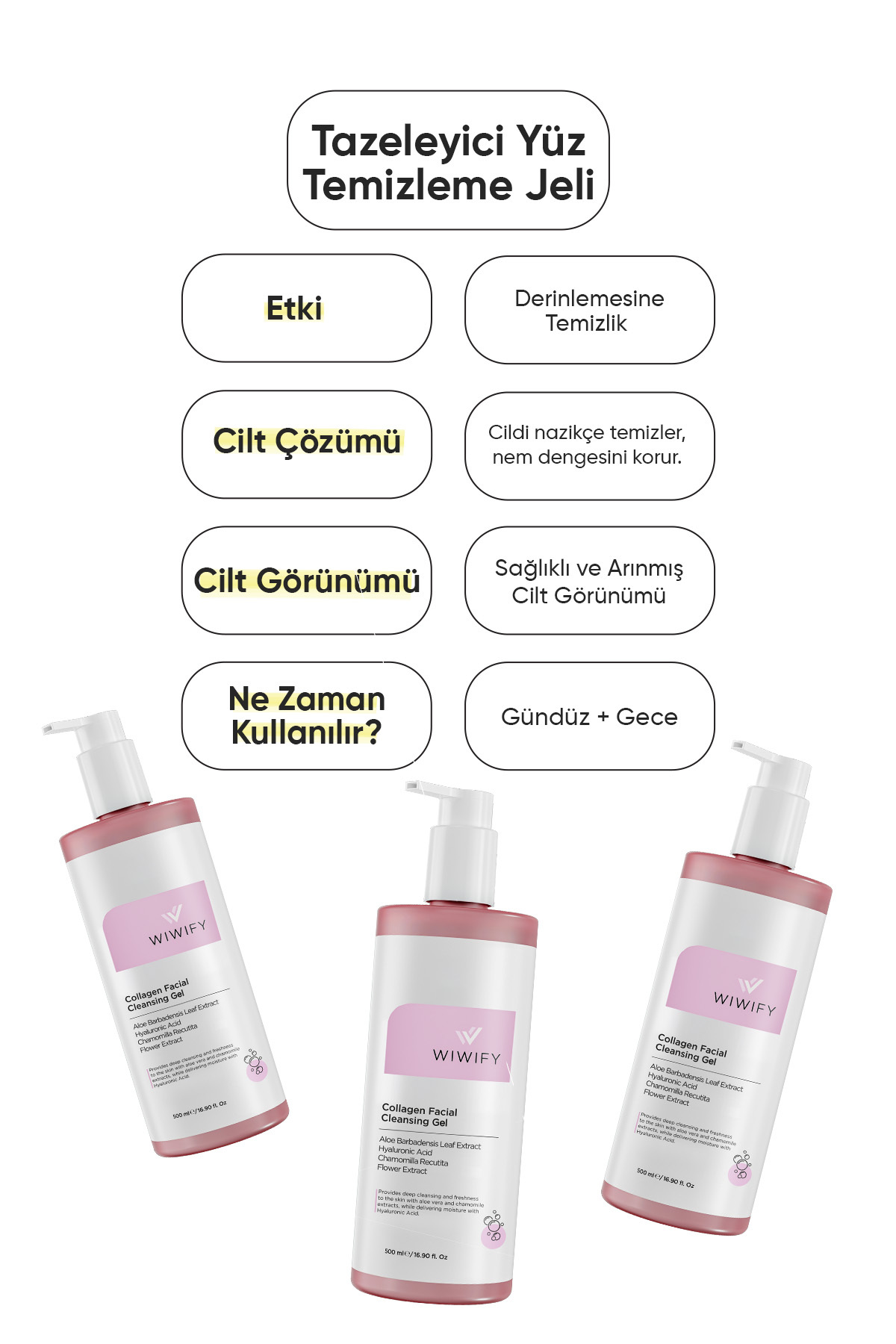 Arındırıcı, Tazeleyici Yüz Temizleme Jeli (Aloe Vera Ve Papatya Özlü + Hyaluronic Acid) 500 ML — 115 — تصویر 6 از 6