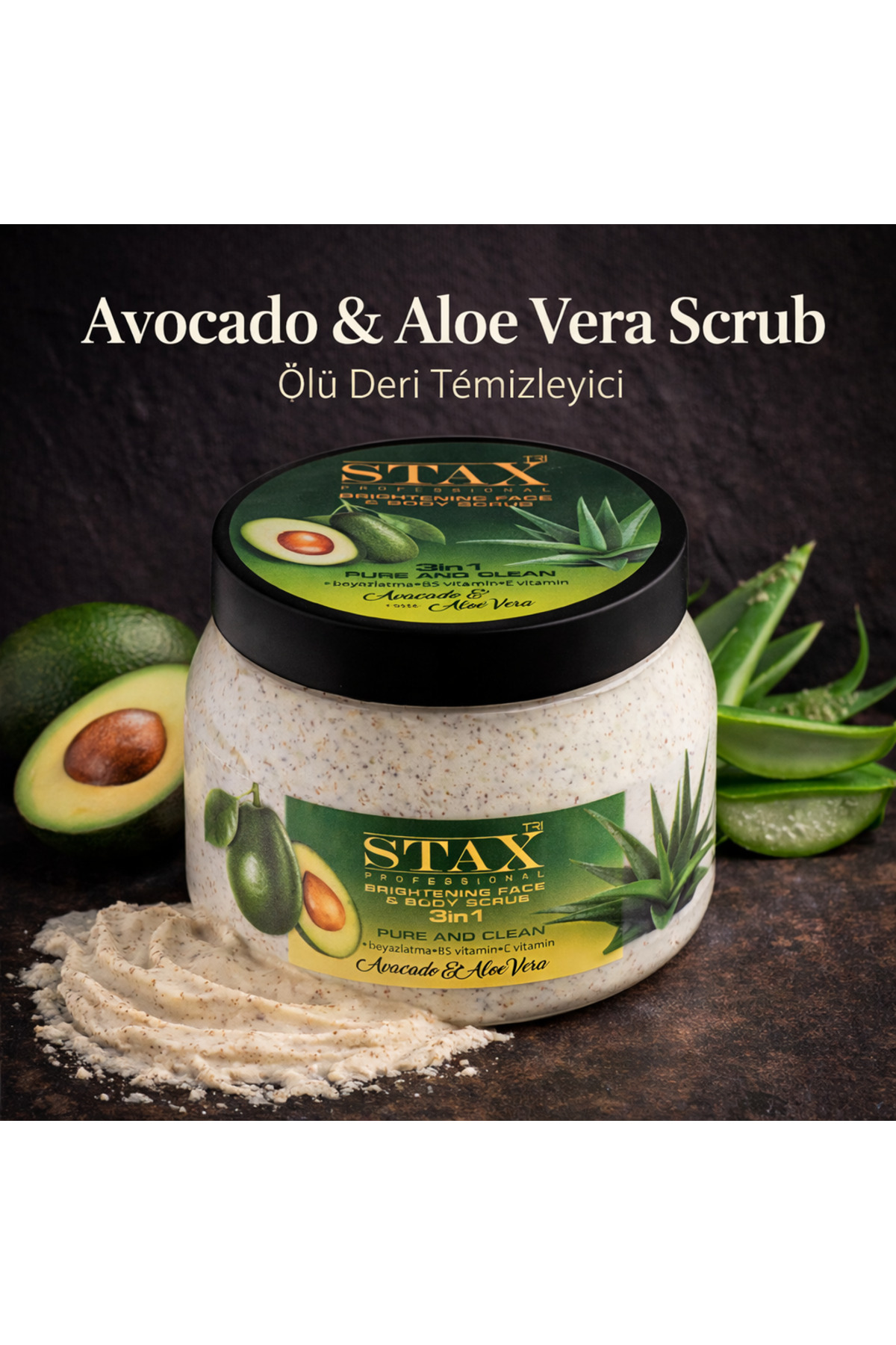 TRISTAX STAX Avocado & Aloe Vera BRIGHTENING FACE & BODY SCRUB 3in1 Peeling 500ml