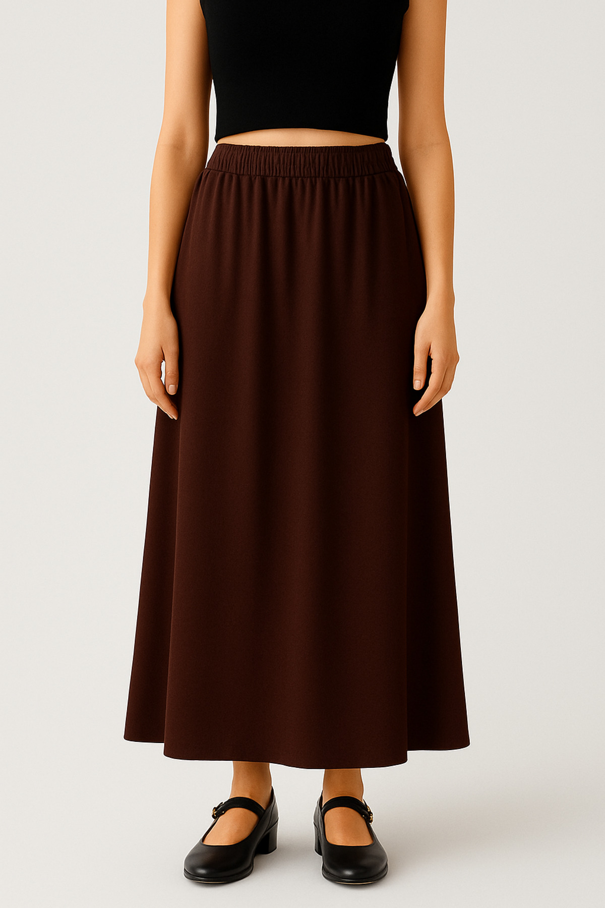 Bahar Altundemir  Kadın Beli Lastikli Yumuşak Dokulu Likralı Scuba Etek - Görsel 7