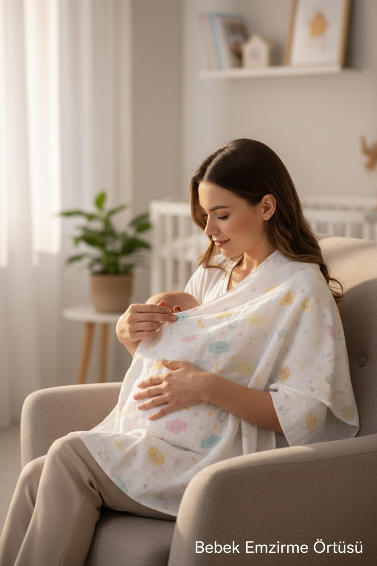 grow with muslin %100 Pamuk Müslin Emzirme Önlüğü fotoğrafı 3 (önizleme)