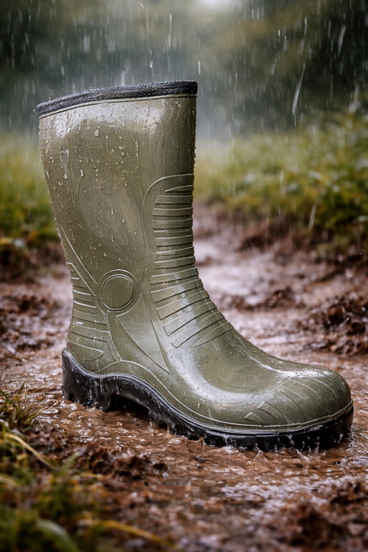 Doğan Yeşil Içi Yünlü Kaymaz Taban Kar Yağmur Çizmesi