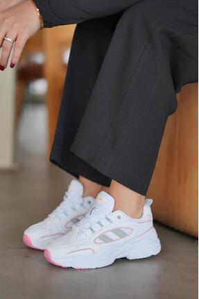 SOLAZER Kadın Beyaz Pudra Sneaker Günlük Spor Ayakkabı 047
