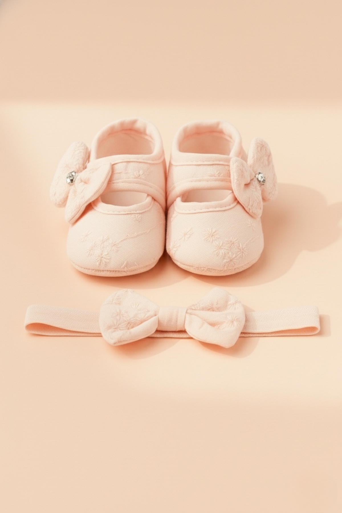 Pink Organic Lace Bow Bandana Newborn Booties