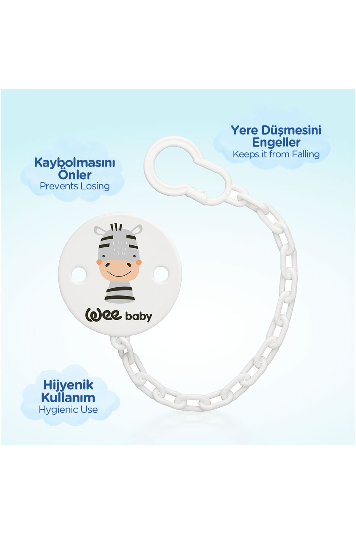 Wee Baby Desenli Emzik Askısı - GRİ ZEBRA fotoğrafı 3 (önizleme)