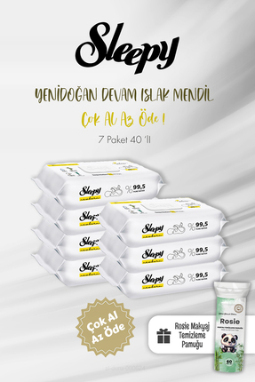 Sleepy Çok al Az öde Yenidoğan Devam Islak Havlusu 40'lı 7 Paket ve Pamuk