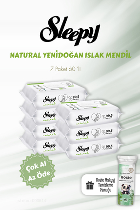 Sleepy Natural Yenidoğan Islak Bebek Havlusu 7 Al 6 Öde 60'lı Ve Rosie Bebe P...