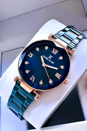 Daniel Klein Kesme Cam Kadın Kol Saati 3 Atm Su Geçirmez Lacivert Çelik Kordo...