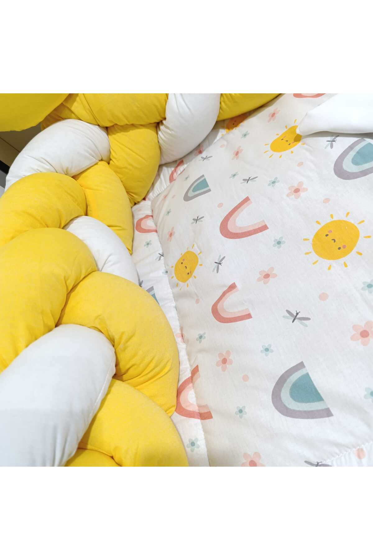 JULYA KİDS 3Lü Örgülü Kenar Koruma Süslü Yastık 7 Parça 60*120 Cm Bebek Beşik Uykuseti fotoğrafı 3 (önizleme)