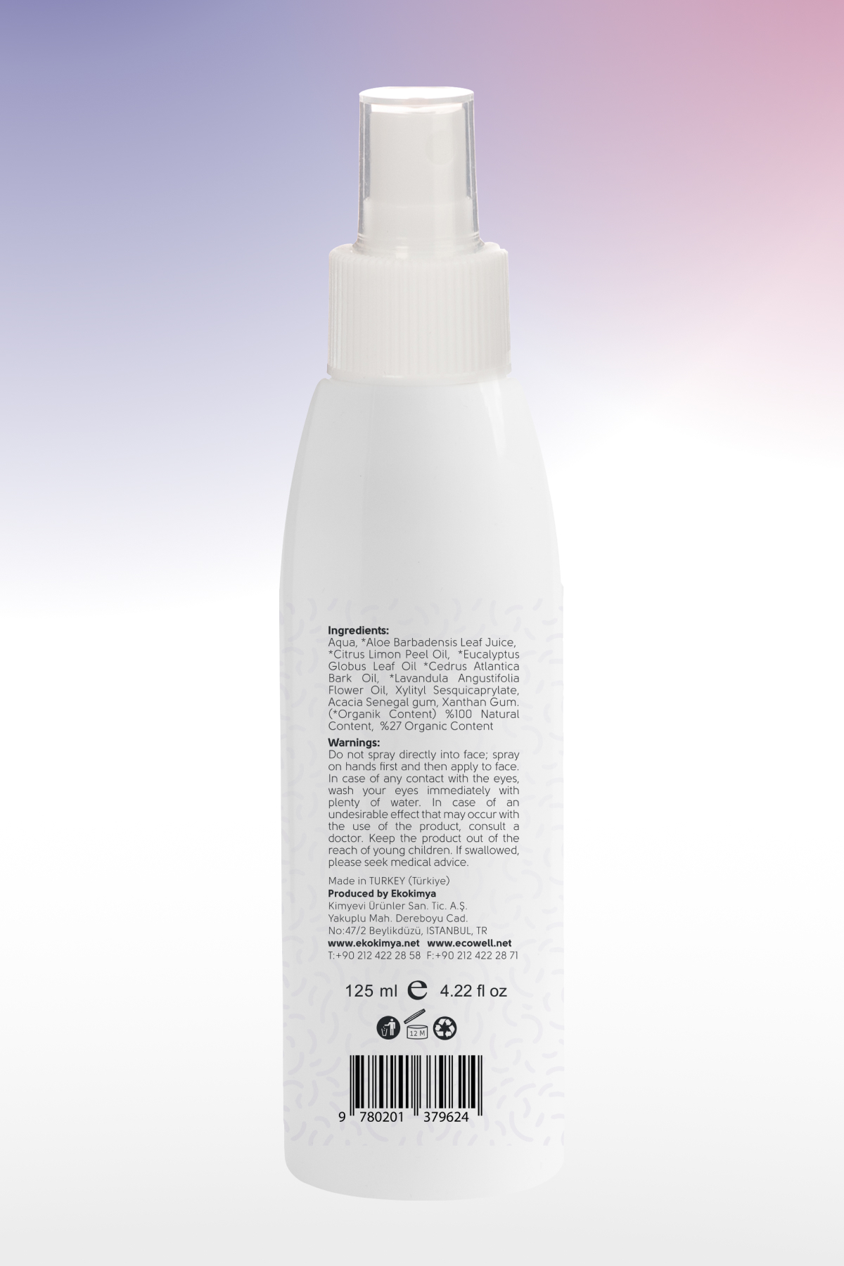 Ecowell Organik Bebek Koruyucu Sprey, Vegan, Yüz & Vücut, Lavanta, Limon, Okaliptus Yağı 125ml fotoğrafı 3 (önizleme)
