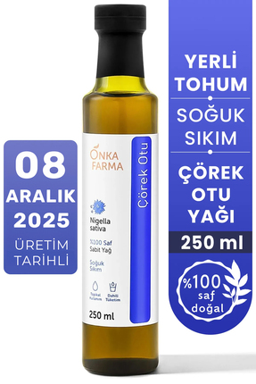 OnkaFarma Onka Farma Soğuk Sıkım Çörek Otu Yağı 250 ml %100 Doğal %100 Saf Ye...