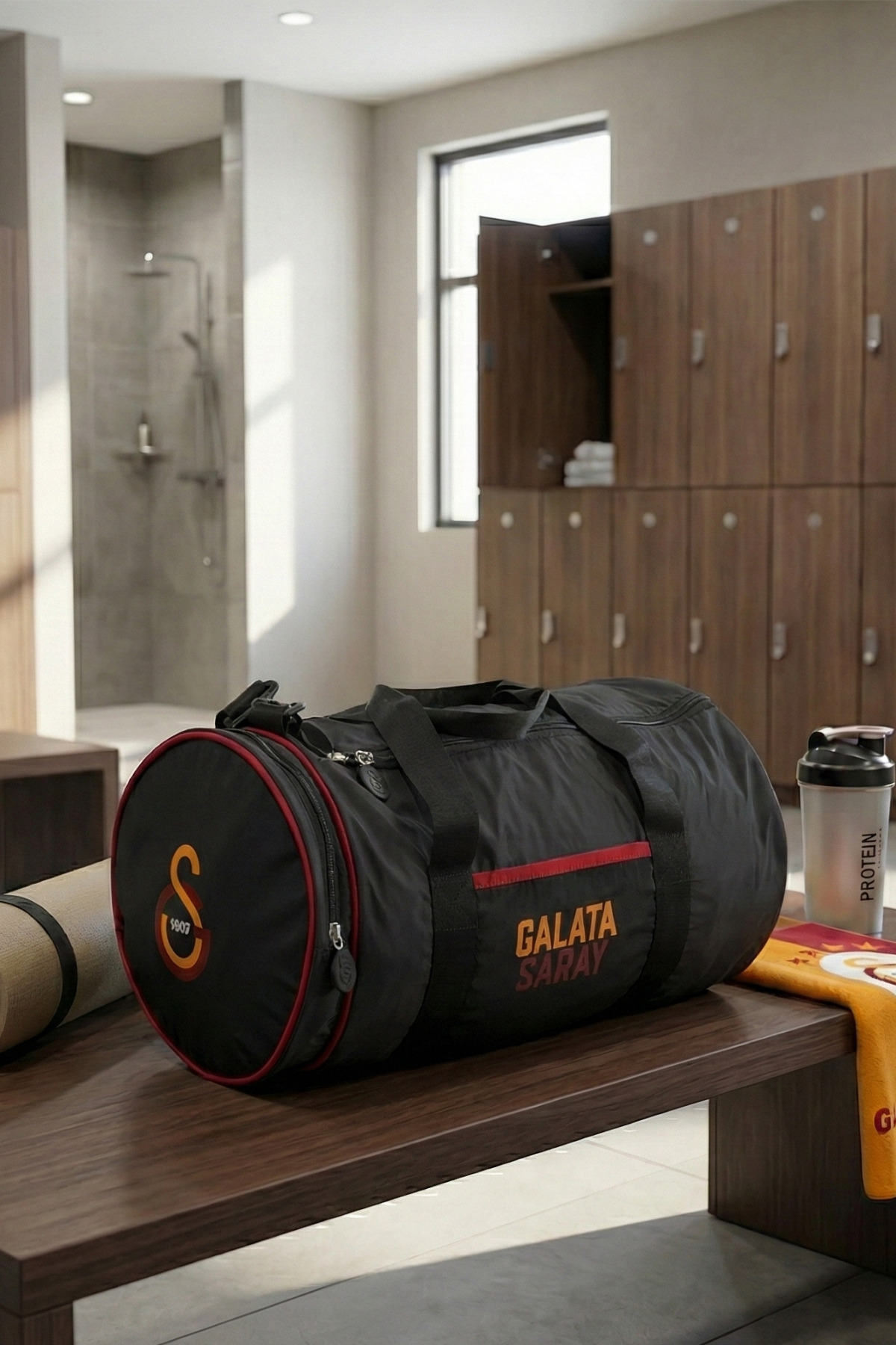 Galatasaray Orijinal Lisanslı Siyah Silindir Spor ve Seyahat Çantası - Fitness Antrenman Çantası