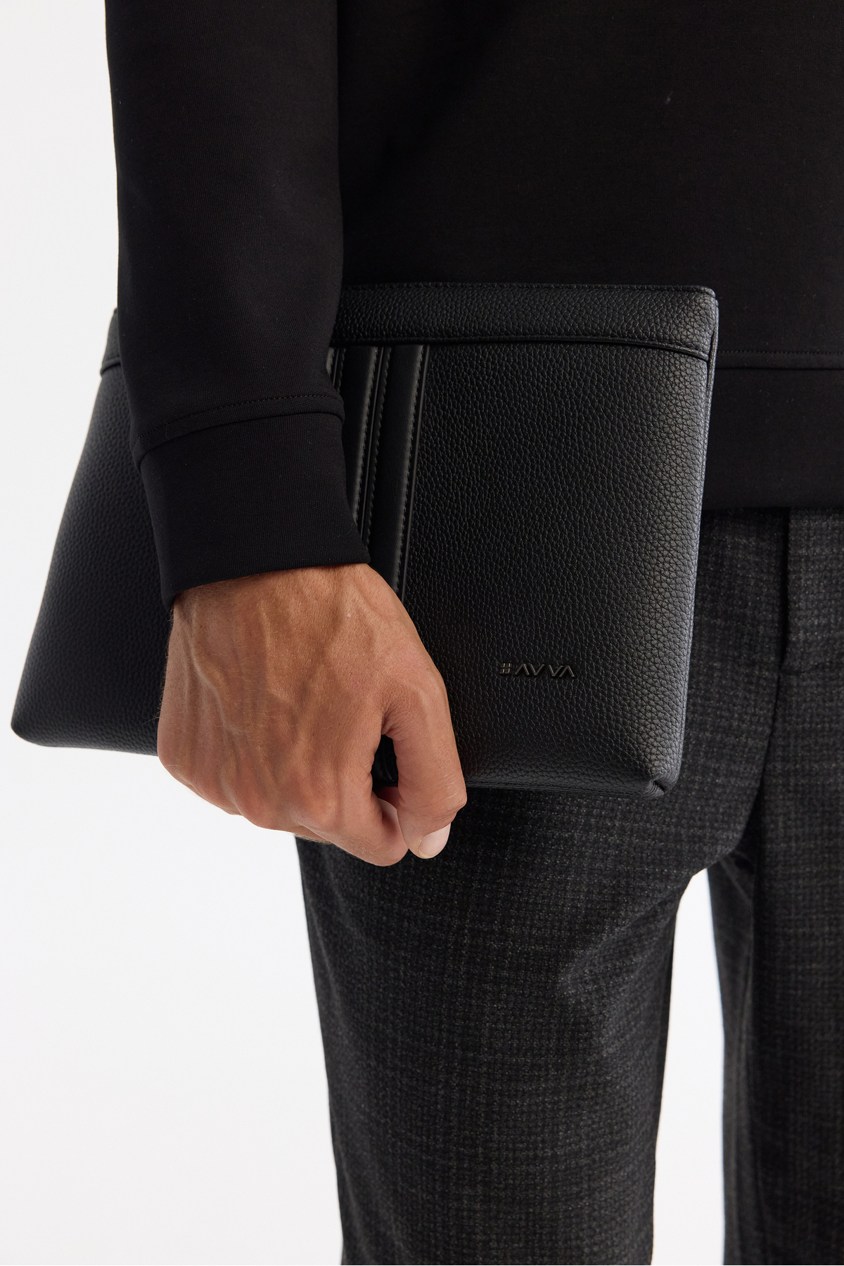 Avva  Erkek Siyah Deri Görünümlü El Çantası A42Y9105 - Görsel 2