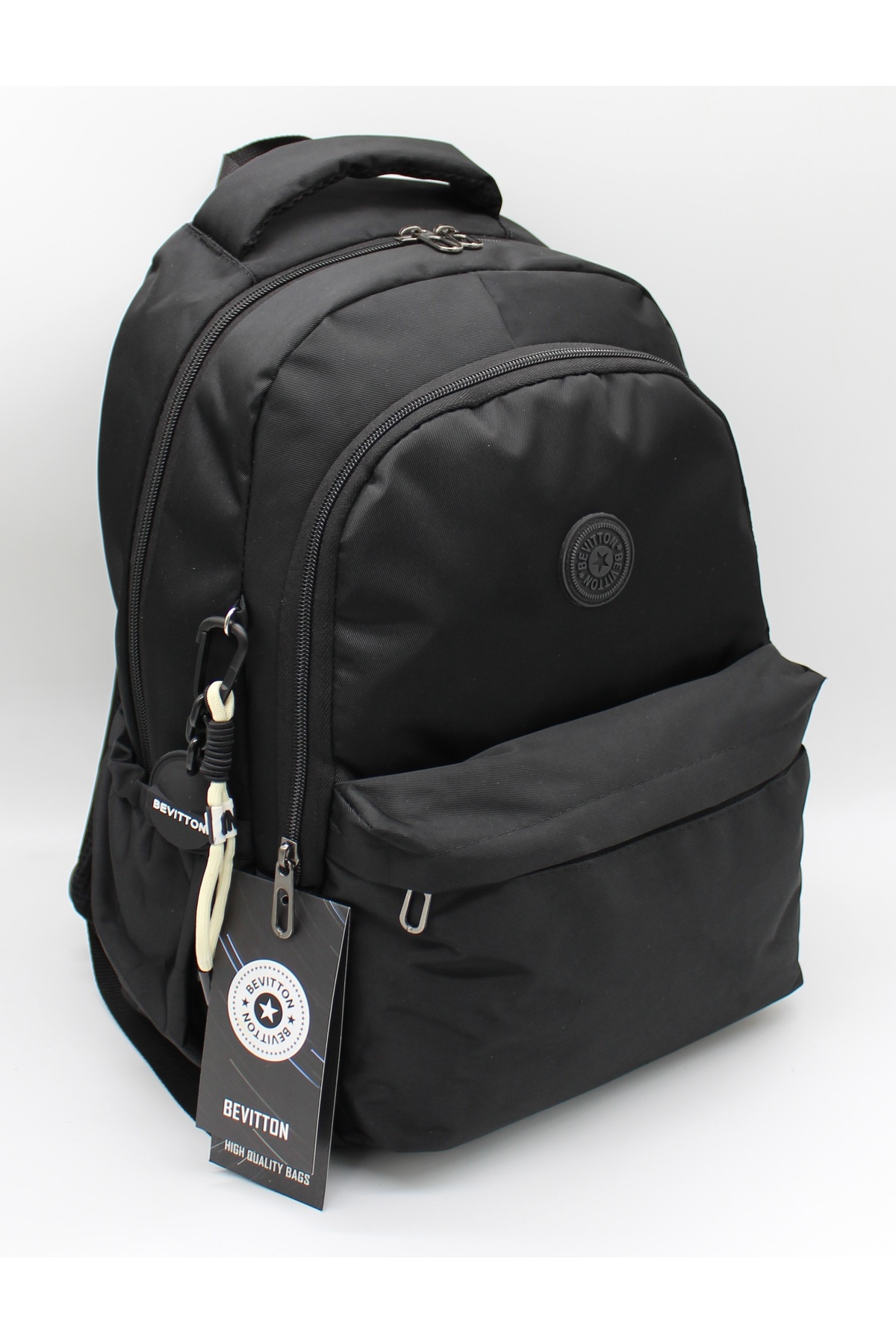 Bevitton Siyah Unisex Okul Çantası Su Geçirmez Kumaş Unisex Okul Sırt Çantası 2200